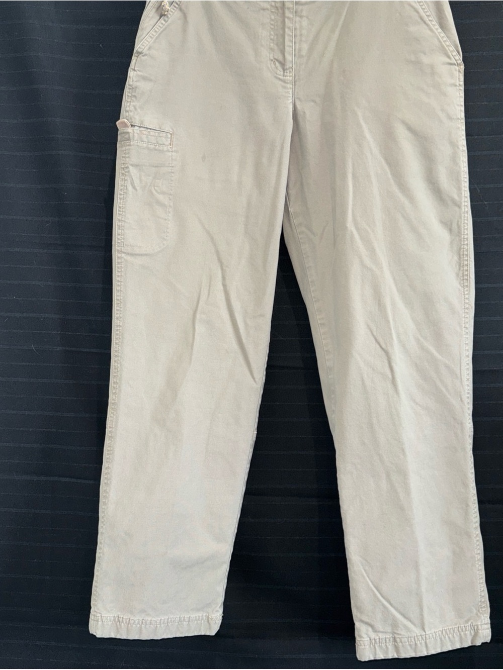 LL Bean Pants Womens 12 Reg Beige Flannel Lined Classic Fit Chino Straight Leg - Picture 2 of 14